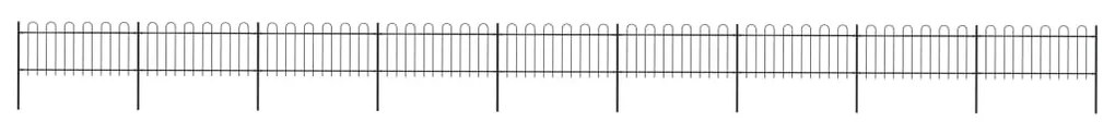 vidaXL Cerca de jardim com topo em aros 15,3x0,8 m aço preto