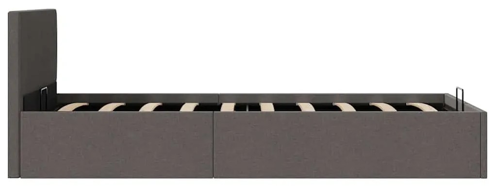 Cama hidráulica arrumação 90x200cm tecido cinza-escuro