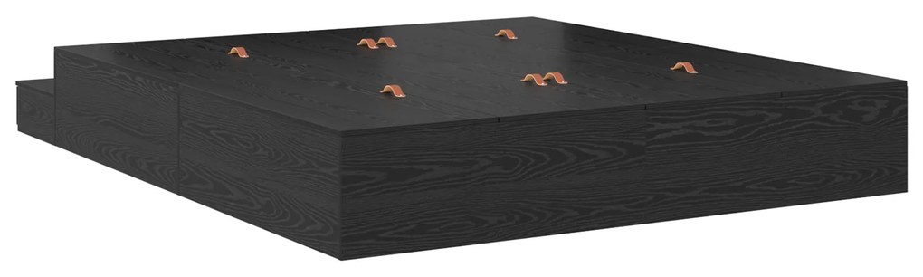 Estrutura de Cama Armazenamento Carvalho Preto 180x200 cm
