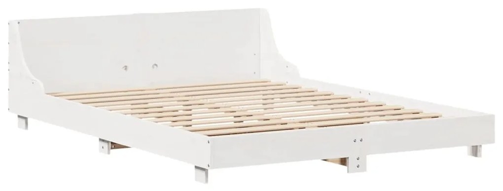 Cama sem colchão 140x200 cm madeira de pinho maciça branco