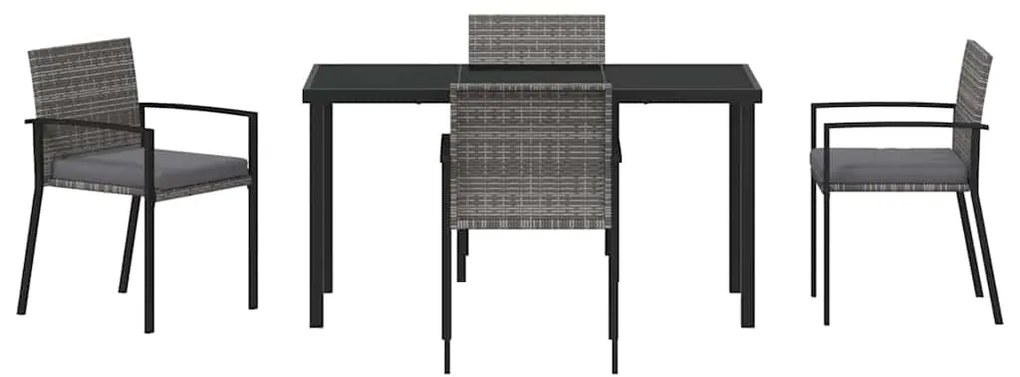 Conjunto de Jantar de Jardim 5 Peças Cinza Rattan PE