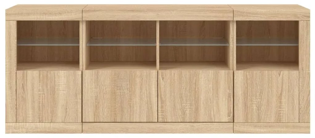 Aparador com luzes LED 163x37x67 cm carvalho sonoma