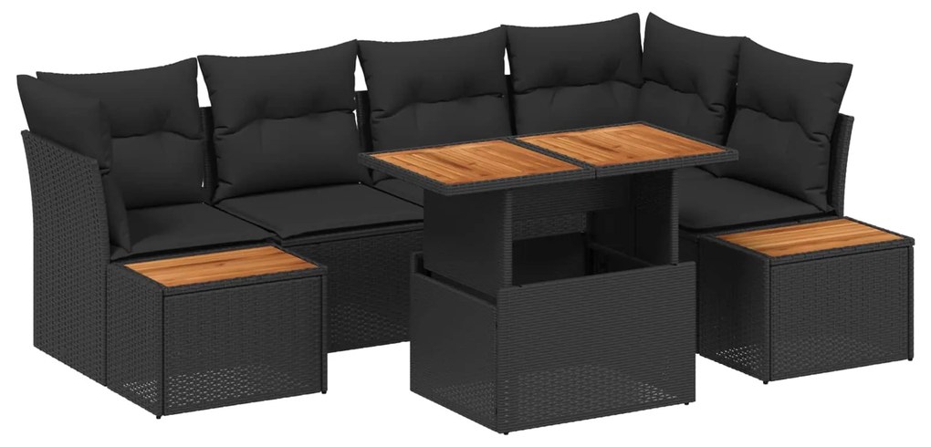 vidaXL Conjunto de Sofá de Jardim 10 pcs Preto Rattan Sintético