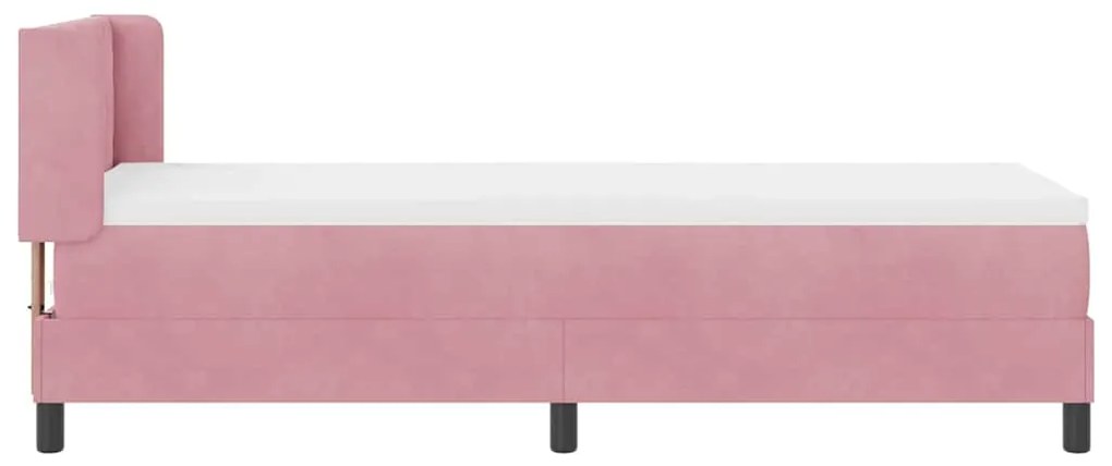 Cama Box Spring com Colchão Rosa 80x200 cm Veludo