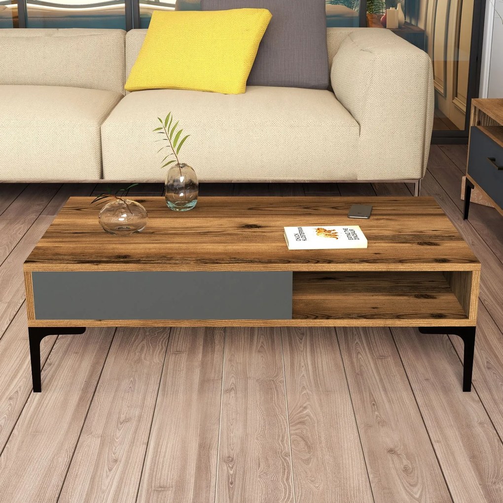 Mesa de Centro Istanbul – Nogueira Antracite – 105x32,6x60 cm