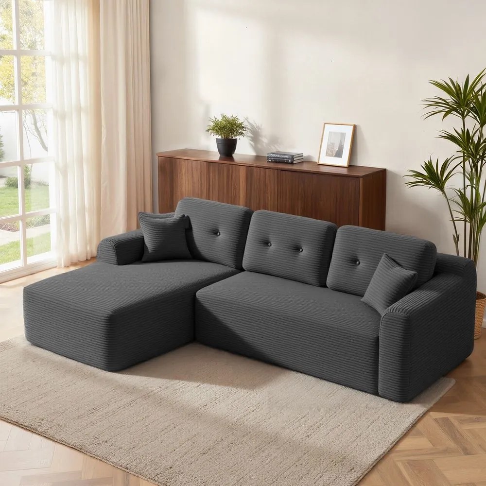 Sofá modular de canto com Chaise long à esquerda, 150 x 244 x 73 cm cinza ardósia