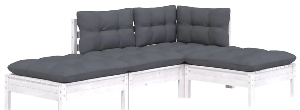 4 pcs conjunto lounge de jardim c/ almofadões pinho maciço