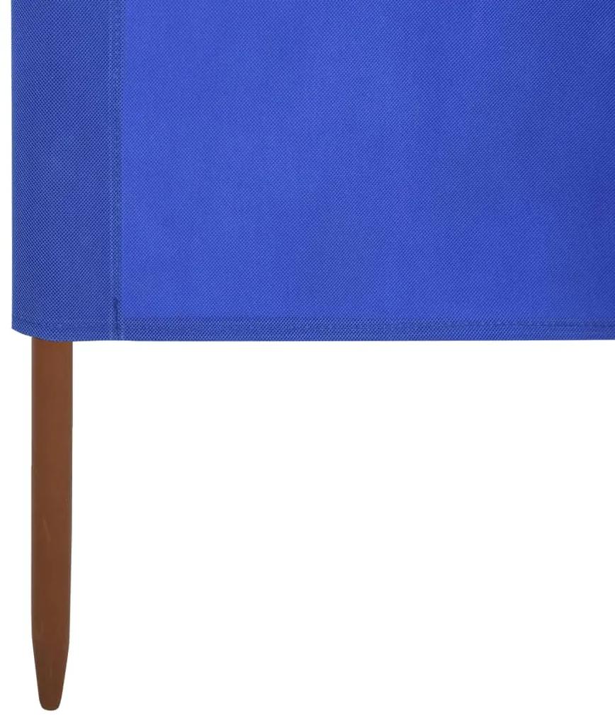 Para-vento com 3 painéis em tecido 400x160 cm azul-ciano