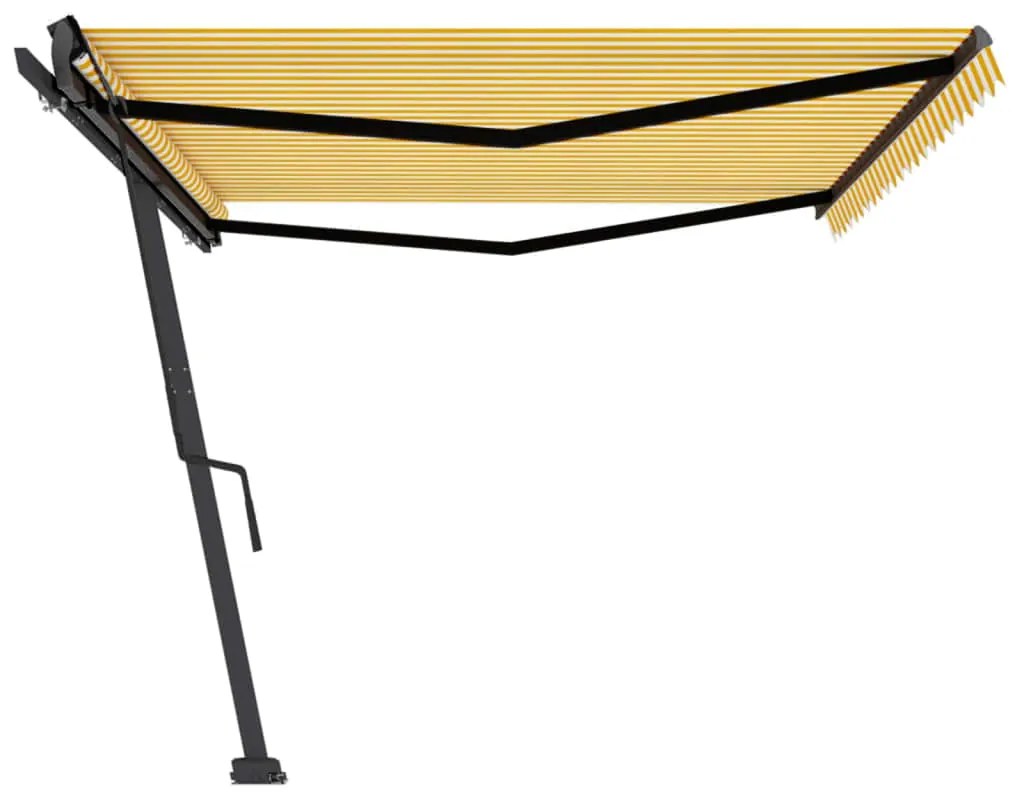 Toldo retrátil manual independente 500x350 cm amarelo e branco