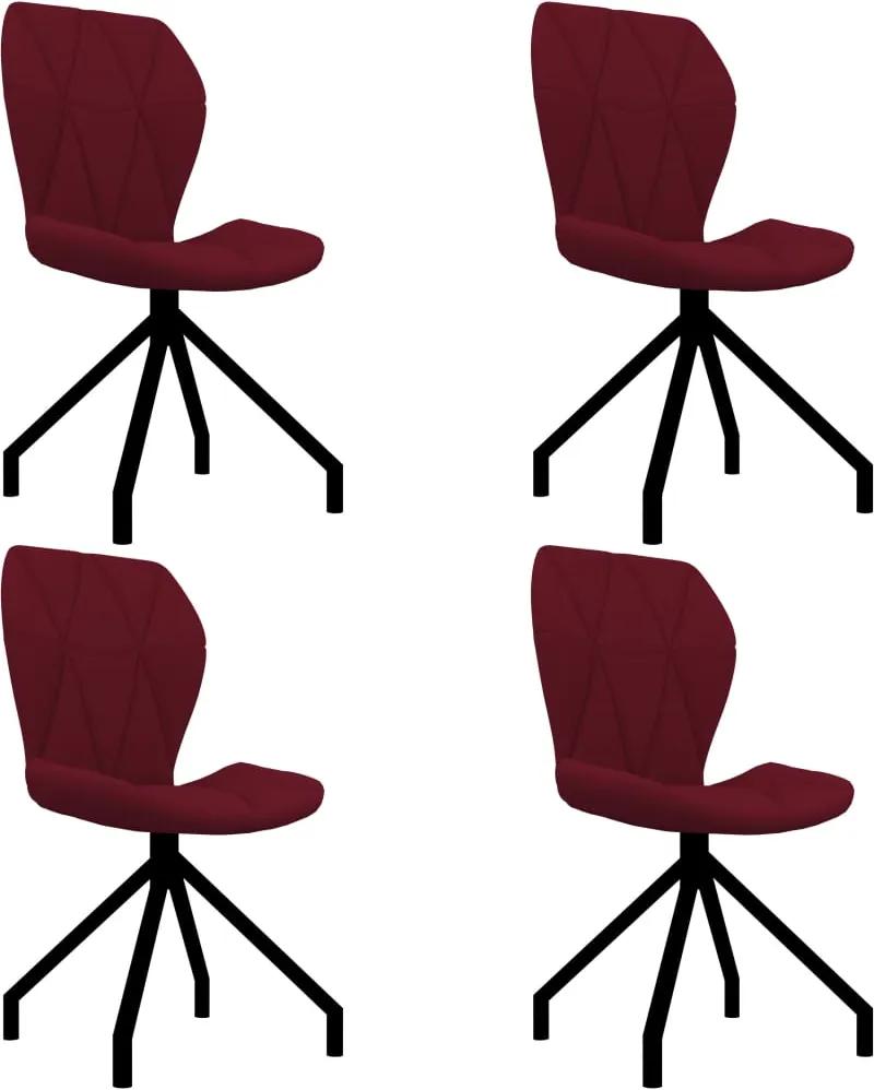 Cadeiras de jantar 4 pcs couro artificial vermelho tinto