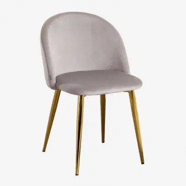 Pack De 2 Cadeiras De Jantar Estofadas Em Veludo Kana Toupeira & Dourado - Sklum