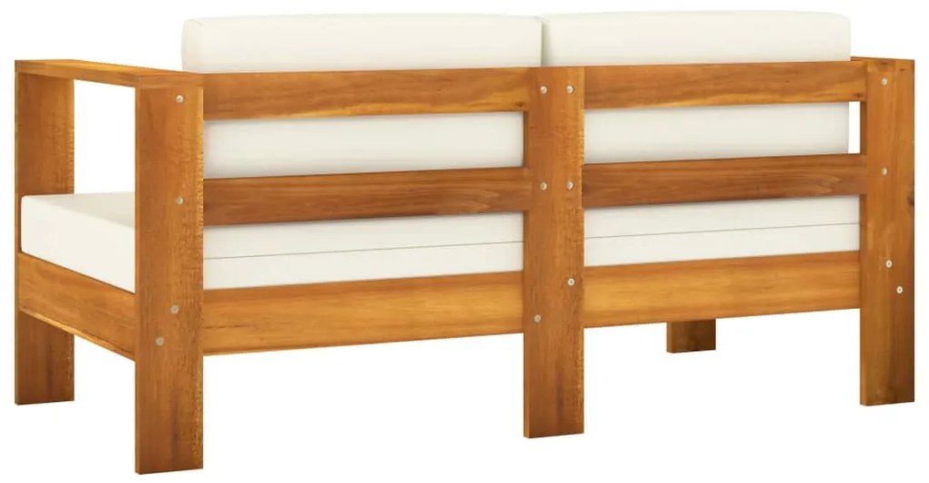 8 pcs conj. lounge de jardim c/ almofadões branco nata acácia
