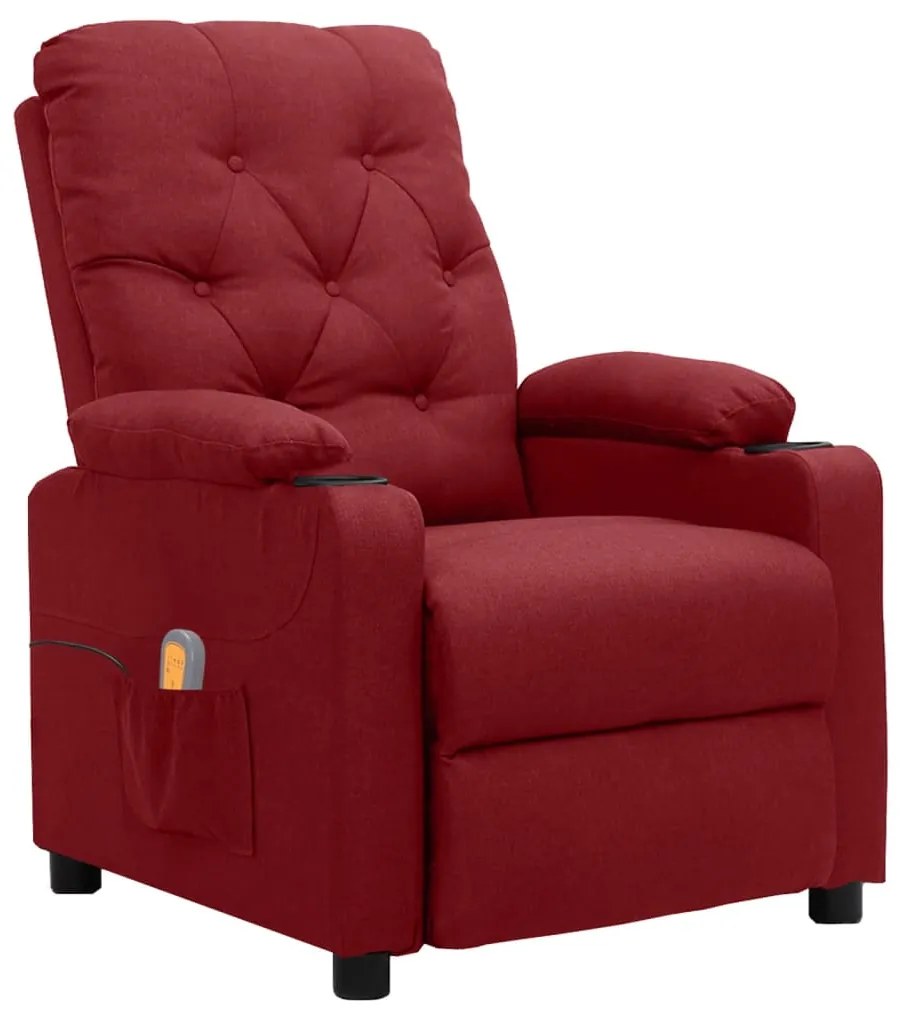 339115 vidaXL Poltrona de massagens elétrica reclinável tecido vermelho tinto