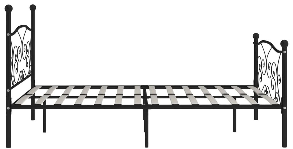Estrutura de cama com estrado de ripas 200x200 cm metal preto