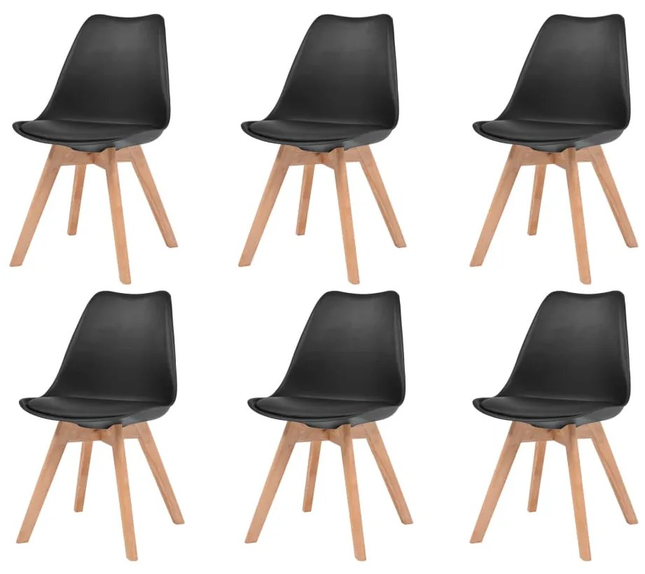 vidaXL Cadeiras de jantar 6 pcs plástico preto