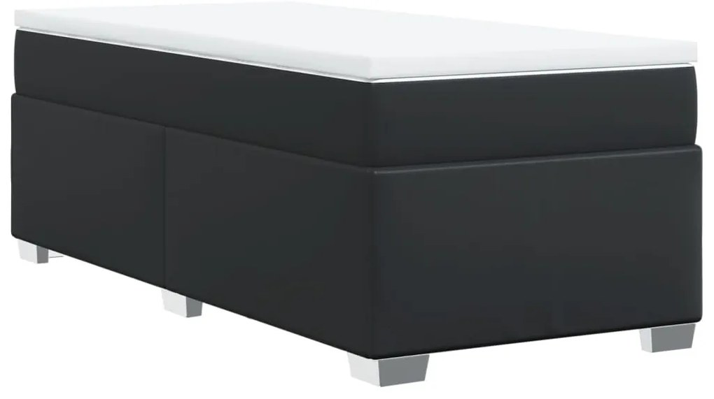 Cama com molas/colchão 80x200 cm couro artificial preto