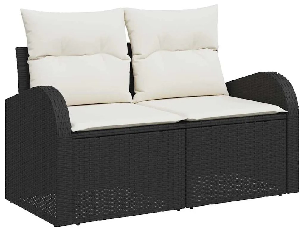 Conjunto de Sofá para Jardim com 9 Peças e Almofadas Pretas em Rattan