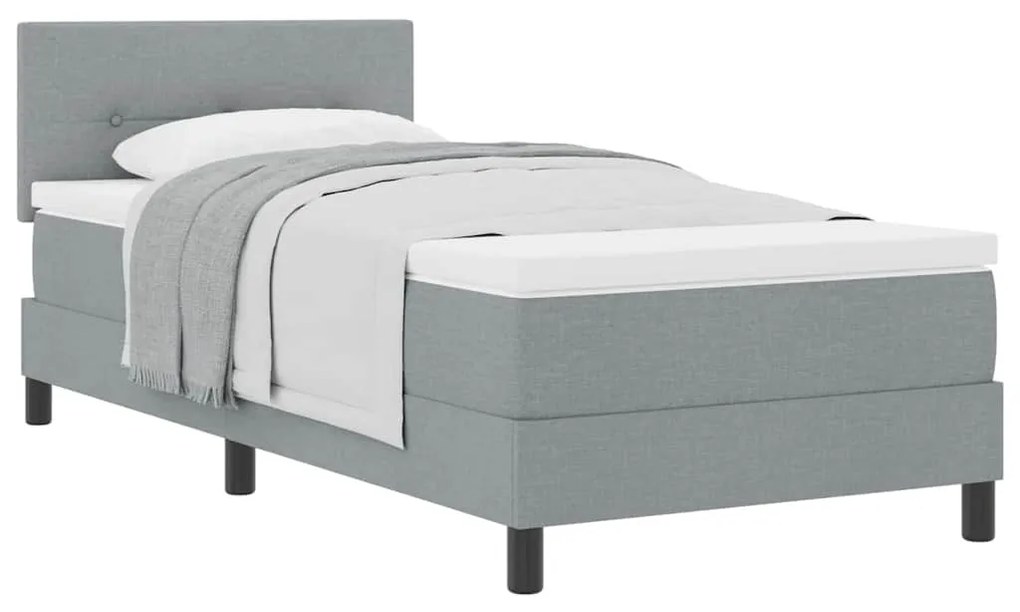 Cama Box com Colchão Cinza Claro 80x200 cm Tecido