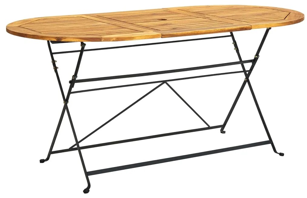 313162 vidaXL Mesa de jardim oval 160x85x74 cm madeira de acácia maciça