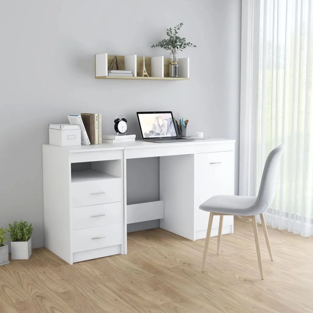 3054780 vidaXL Secretária 140x50x76 cm contraplacado branco