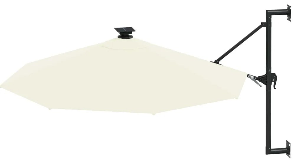 Guarda-sol para jardim de parede c/ luzes LED 300 cm areia