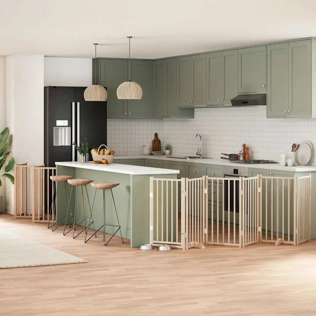 vidaXL Portão para cães com porta dobrável 15 painéis 750 cm álamo