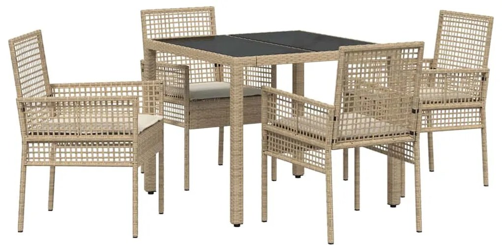Conjunto de Jantar para Jardim 5 pcs Bege 90 x 90 x 75 cm