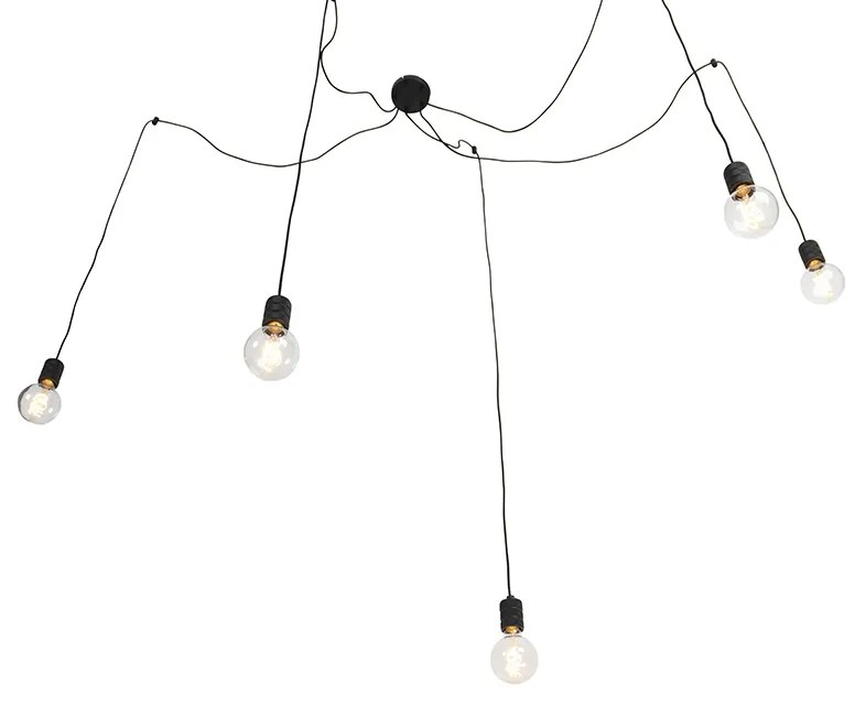 Candeeiro de suspensão design preto 5 luzes - Cavalux