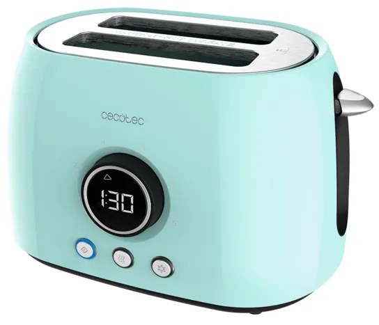 Torradeira Digital ClassicToast 8000 Blue Double. 800 W, 2 fendas extralargas para 2 torradas, Ecrã digital, 3 funções, Suporte superior, Desing retro