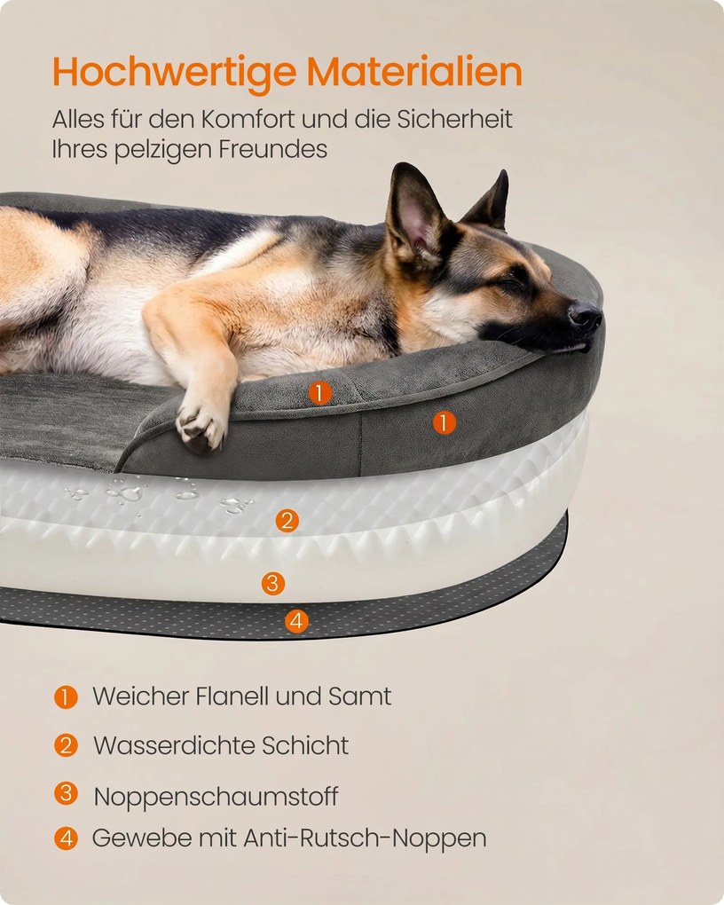 Cama ortopédica para cães 122 x 85 x 18 cm com bordas elevadas cinzento ardósia