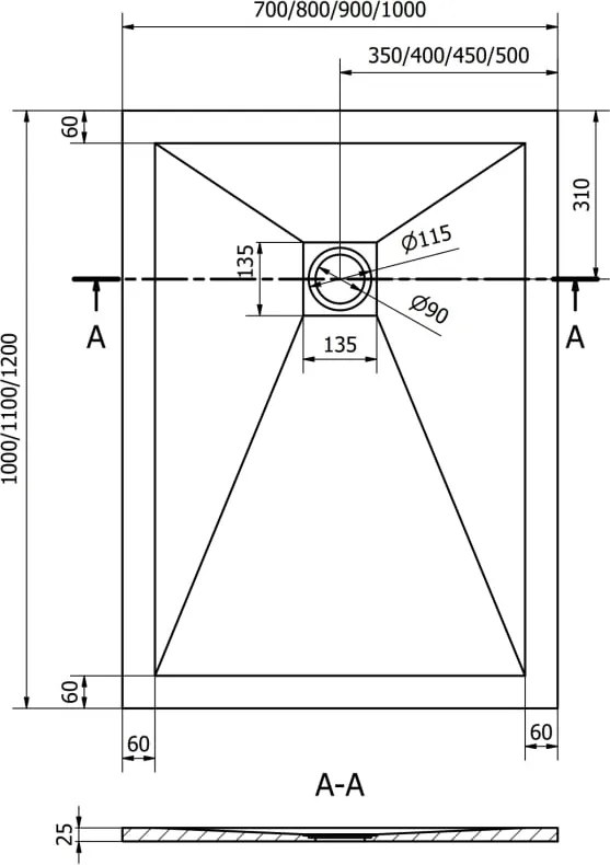 Mexen Stone+ base de duche retangular em compósito 120 x 100 cm, branco, cobertura branca - 44101012-W