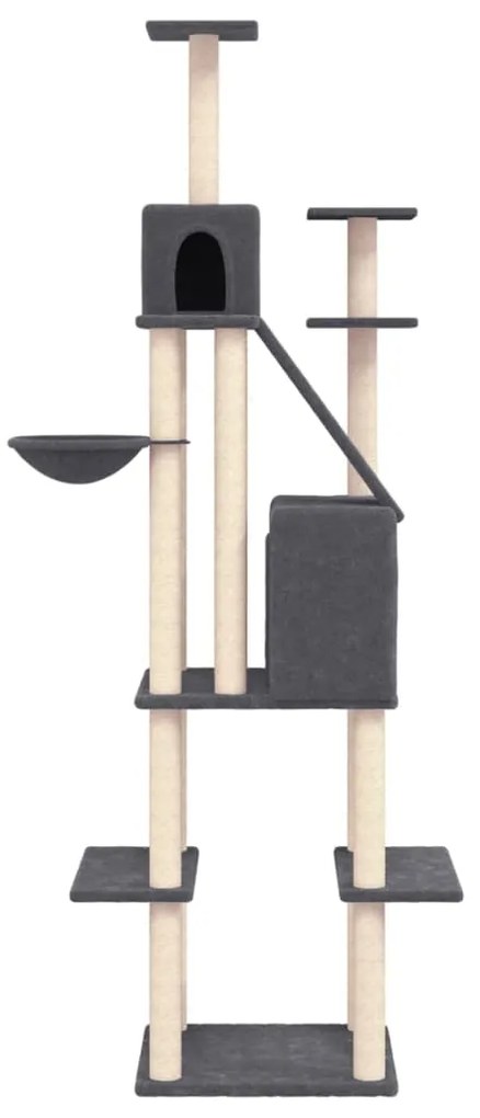 Árvore p/ gatos c/ postes arranhadores sisal 201cm cinza-escuro
