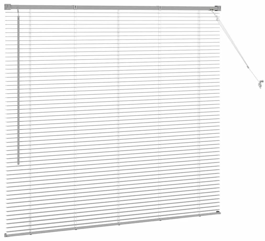 Persiana de Janela com cortinas Manual Prata 80 x 130 cm Alumínio