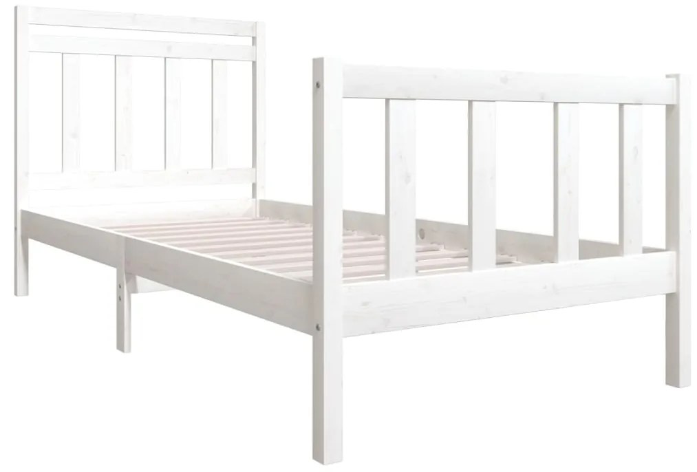 Estrutura de cama 100x200 cm madeira maciça branco