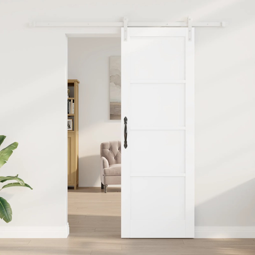 Porta Deslizante vidaXL com Conjunto de Ferragens Branca 73.5x211 cm M