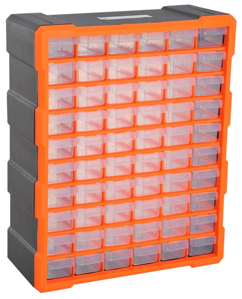 DURHAND Organizador de Ferragens Armário Organizador de Ferragens com 60 Gavetas de PP 38x16x47,5cm Cinza e Laranja