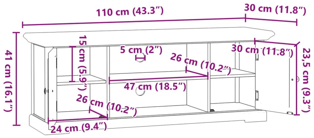 Móvel de TV 110x30x41 cm derivados de madeira branco