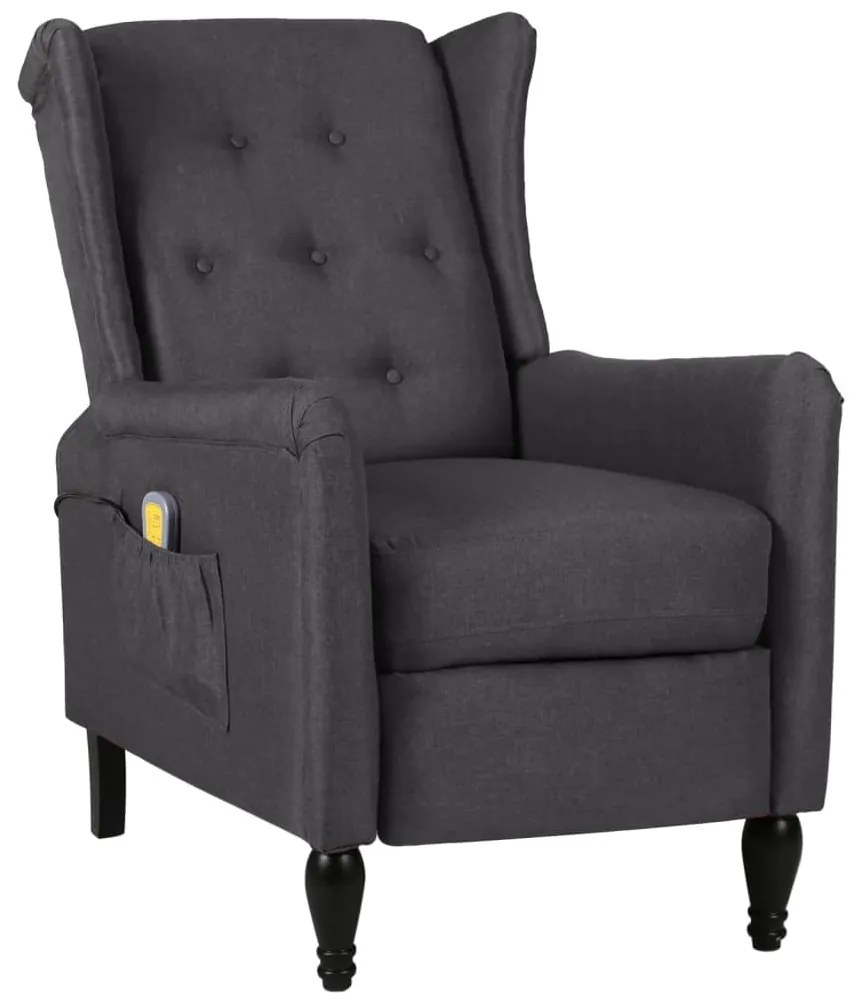 329331 vidaXL Poltrona de massagens reclinável tecido cinzento-escuro