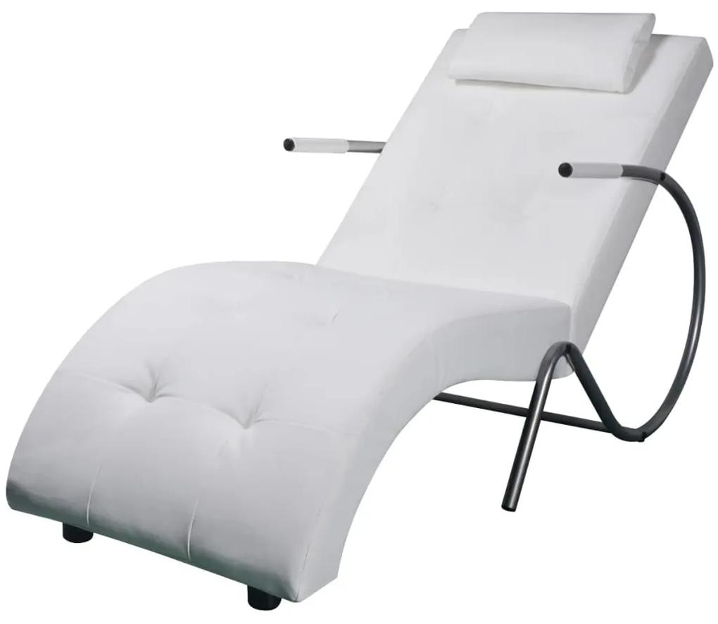 244095 vidaXL Chaise longue com almofada couro artificial branco