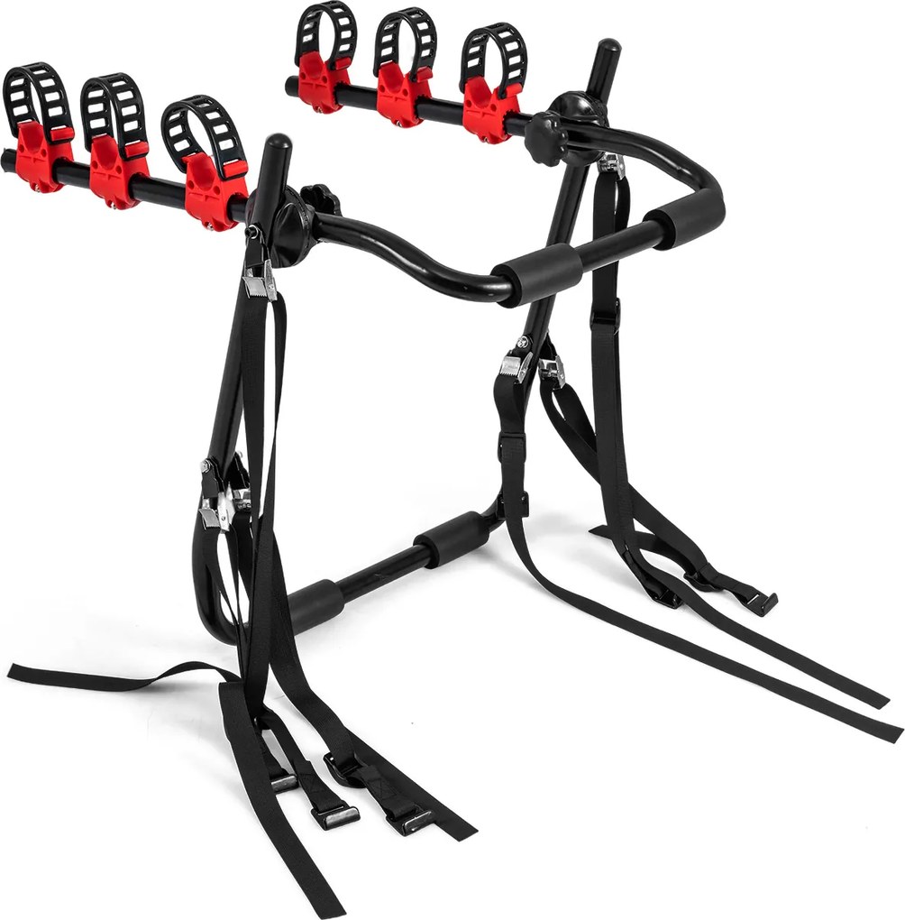 Porta-Bicicletas para Porta-Bagagens Dobrável, 68 x 50 x 61 cm, Capacidade para 3 Bicicletas, Vermelho+Preto
