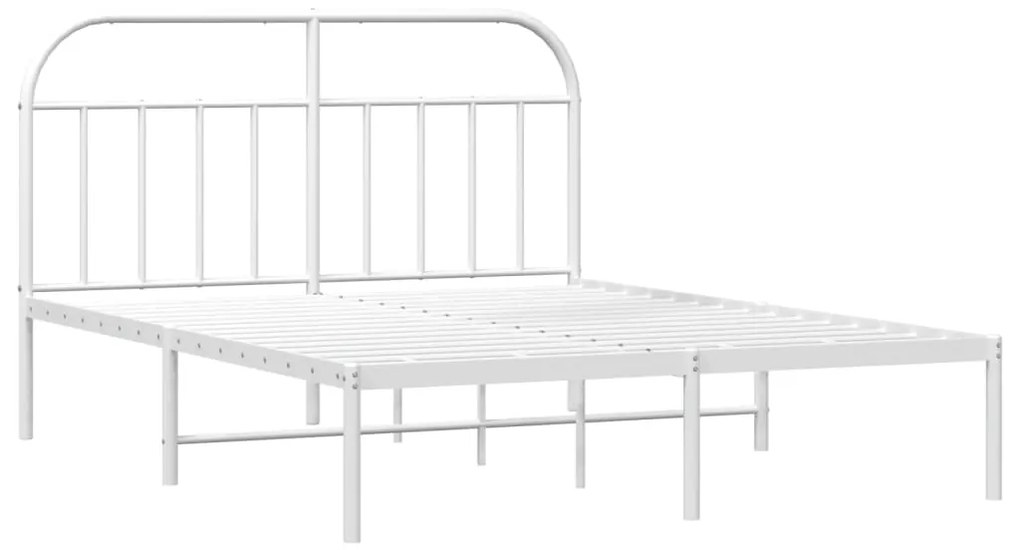 Estrutura de cama com cabeceira 140x190 cm metal branco