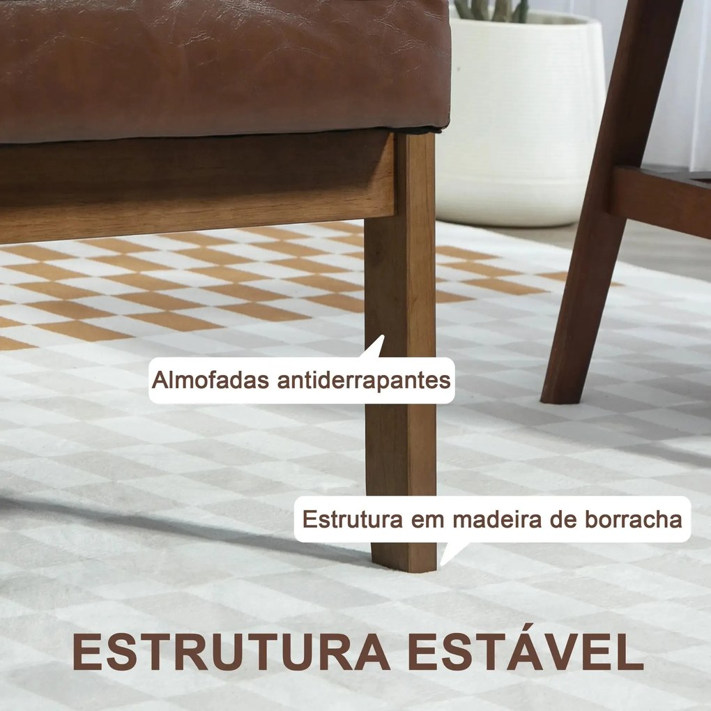 Sofá de 2 Lugares "Vintage Chester" - Couro PU - 115x70x81 cm - Castan