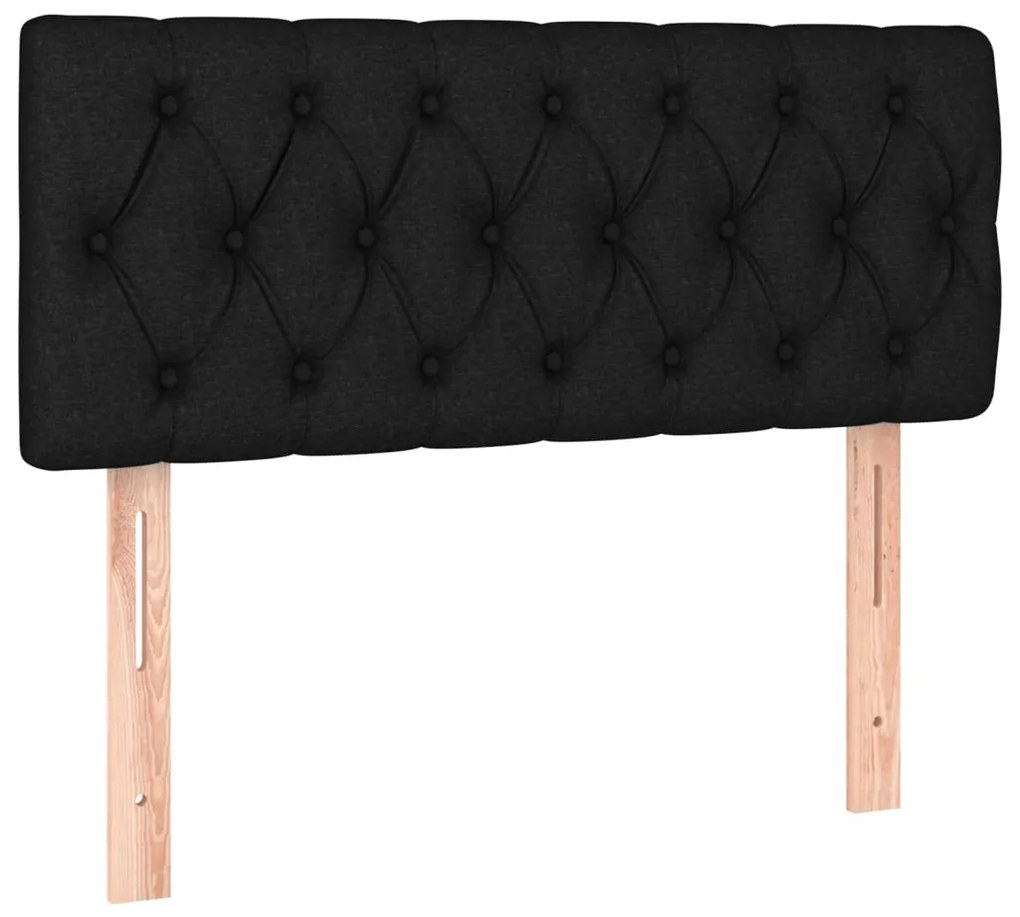 Cama box spring c/ colchão e LED 120x190 cm tecido preto