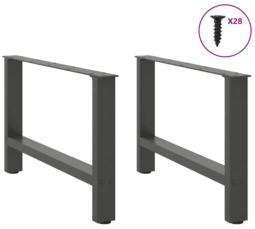 Pés para mesa de centro antracite 2 peças 70x(42-43) cm aço