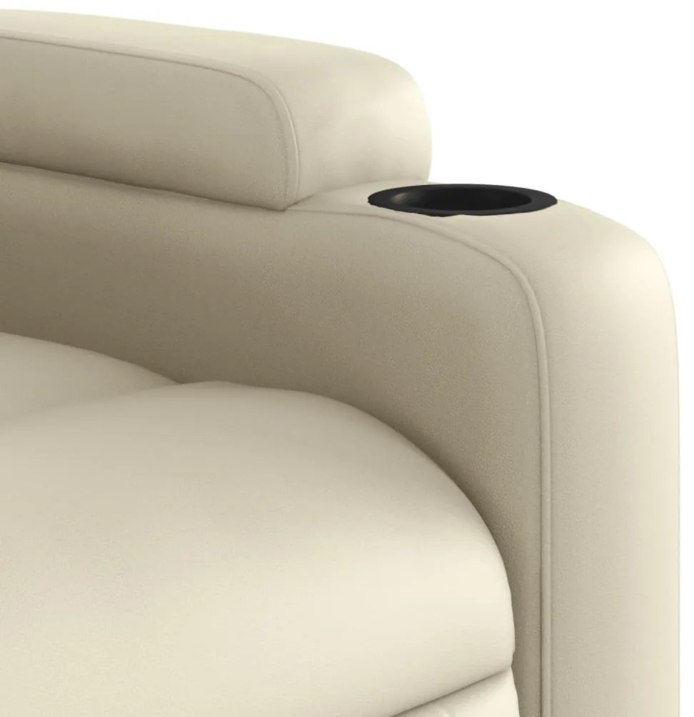 Poltrona reclinável elétrica couro artificial cor creme