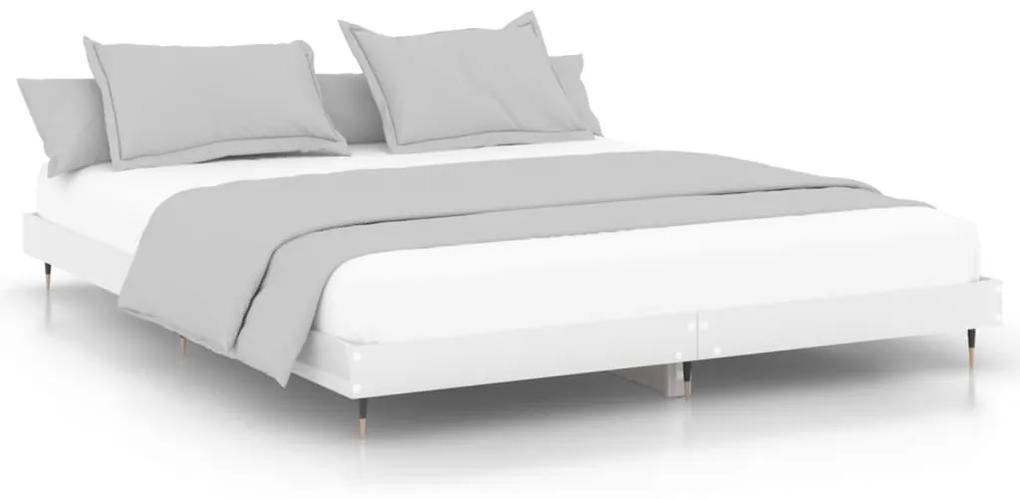 Estrutura de cama 200x200 cm derivados madeira branco brilhante