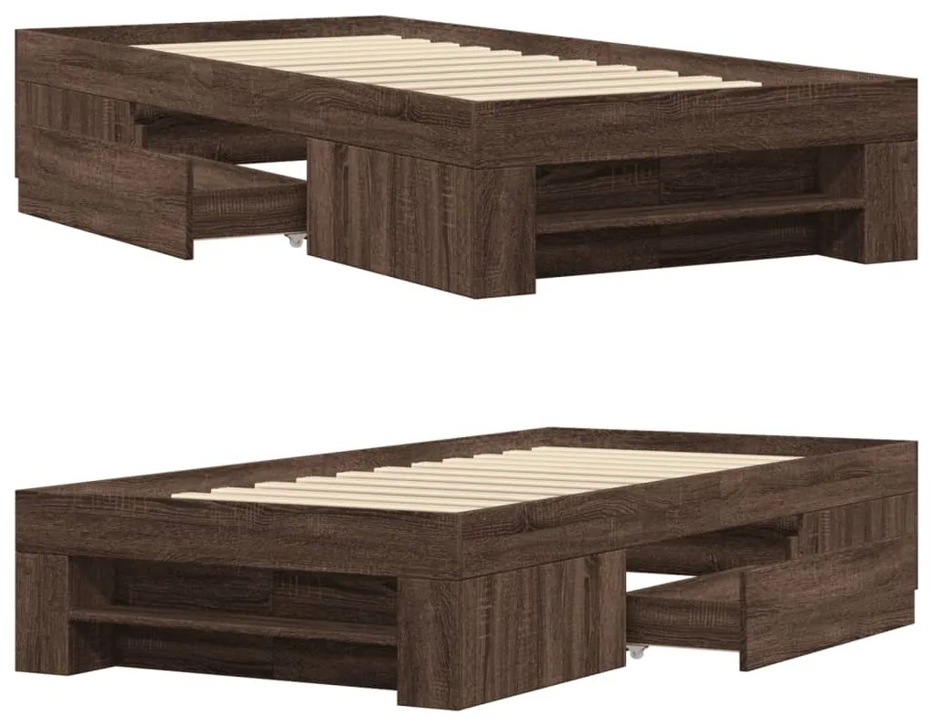 Estrutura cama s/ colchão derivados madeira carvalho castanho