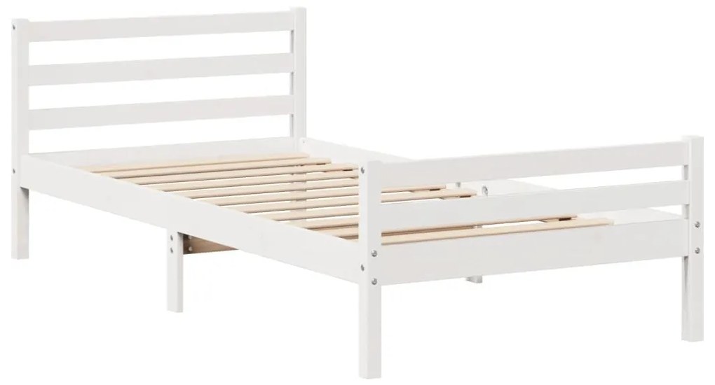 Cama com estante sem colchão 100x200 cm pinho maciço branco