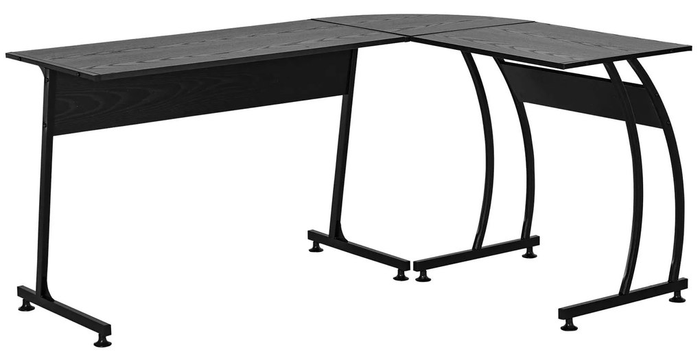 HOMCOM Secretária em Forma de L com Grande Espaço de Arrumação para Estúdio Escritório Estilo Moderno 112,5x152x74 cm Preto