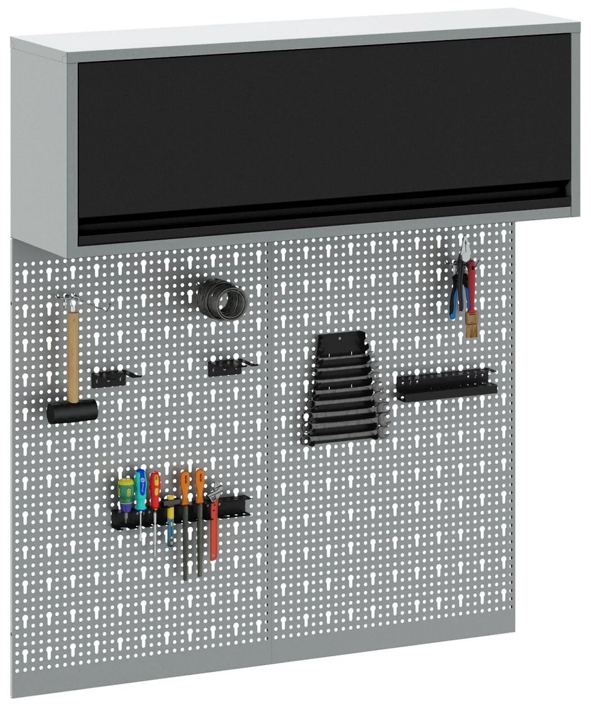 Conjunto de Armário de Ferramentas e Painel de Pegboard VidaXL em Meta